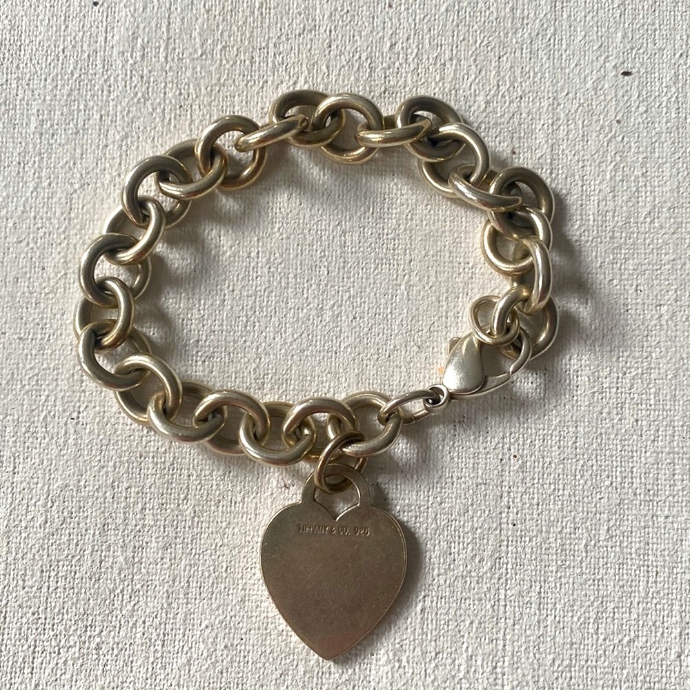 Tiffany & Co. .925 Heart shape charm bracelet engravable sterling silver
